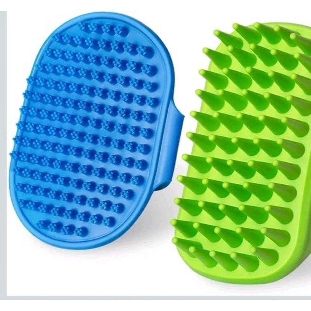 2PCS Dog Bath Brush Shampoo & Scrubber Adjustable Handle for Washing & Grooming